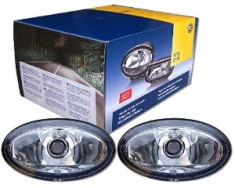 Set 2 proiectoare auto Hella Universale cu lumina de drum complet cu cablaj FF 50 cu becuri H7 omologate ECE foto