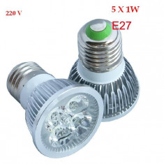 BEC LED LEDURI CASA SPOT E27 5W 5 x 1 W 5 SMD ECHIVALENT 50W ALB WHITE 220V AC foto