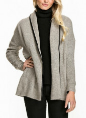 Cardigan cu buzunare - Only - 15103955 gri, detaliu piele eco foto