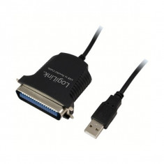 Adaptor extern 1x USB tata la 1x Paralel 36-pin tata, lungime cablu 1.5m, Negru, LOGILINK foto