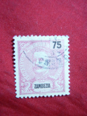 Timbru 75 Reis 1898 Zambezia Colonie Portugheza , stampilat foto
