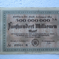 500 milioane marci Notgeld Solingen 500000000 millionen mark Germania / 03864