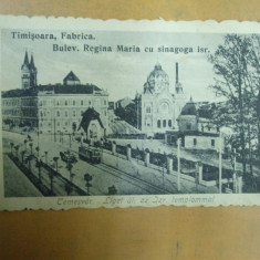 Timisoara Fabrica Bd. Regina Maria cu sinagoga israelita 1919 Temesvar