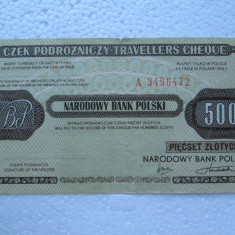 500 Zlotych Cec de calatorie Polonia, cec de calatorii incasat in Romania zloti
