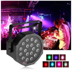 Proiector Scaner Joc Lumini DMX 7 canale Flat Par Light RGB 18 LED foto