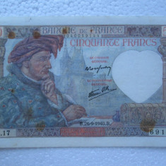 50 Francs 1940 Franta bancnota franci / seria 69144