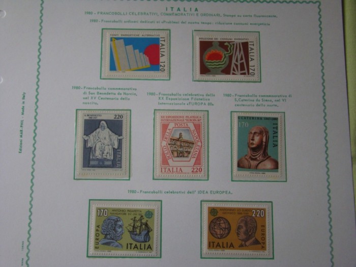 Timbre ITALIA - 1980 Cronologie Completa - Nestampilata Schaubeck fara Sarniera