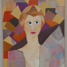 PICTURA MODERNA - CUBISM - PORTRET DE FEMEIE - ACRIL PE PANZA 70 X 50