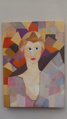 PICTURA MODERNA - CUBISM - PORTRET DE FEMEIE - ACRIL PE PANZA 70 X 50 foto