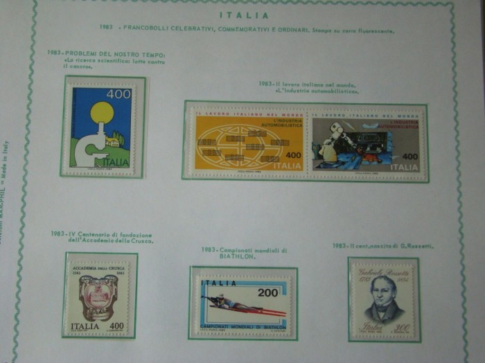Timbre ITALIA - 1983 Cronologie Completa - Nestampilata Schaubeck fara Sarniera