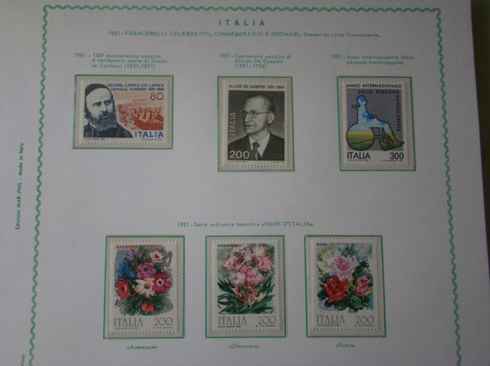 Timbre ITALIA - 1981 Cronologie Completa - Nestampilata Schaubeck fara Sarniera