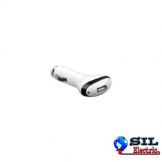 Alimentator USB, 12V/24V &amp;amp;gt; USB 2,0A, alb foto