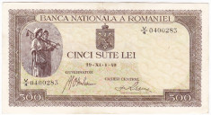 5) Bancnota 500 lei 19 XI 1940 XF/a.UNC. filigran VERTICAL foto