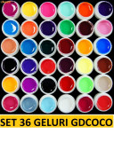 Set 36 geluri uv colorate pentru lampa uv, Gel colorat
