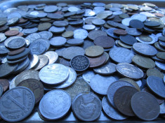 Lot (5) mare 500 monede vechi romanesti si straine , monezi bani diverse tari foto