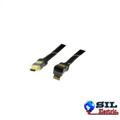 Cablu HDMI-A &amp;amp;lt;-&amp;amp;gt; HDMI-A 1.4 cotit 90 grade, cu functie de Ethernet, 10m, Konig foto