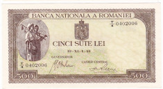 3.Bancnota 500 lei 19 XI 1940,UNC. filigran VERTICAL foto