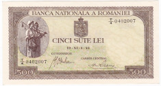 2.Bancnota 500 lei 19 XI 1940,UNC. filigran VERTICAL foto