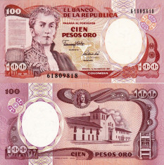 COLUMBIA 100 pesos oro 1 ianuarie 1991 UNC!!! foto