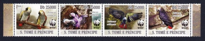 SAO TOME 2009 WWF SPECII PROTEJATE PAPAGALI