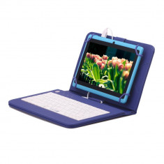 Husa Tableta 8 Inch Cu Tastatura Micro Usb Model X , Albastru , Tip Mapa C8 foto