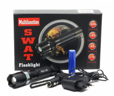 Lanterna SWAT LED 3W CREE Q5 Metalica Reincarcabila cu Acumulator Li-Ion C30 foto