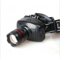 Lanterna Frontala pt Cap LED cu Zoom Reglabil/Flash , Acumulator C27 foto