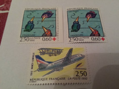 franta 1992 crucea rosie+aviatie 3 serii mnh foto