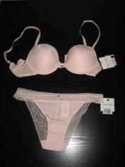 SET roz Sutien(70B) + chilot(S/P) CALVIN KLEIN (CK), 100%Original,NOU foto