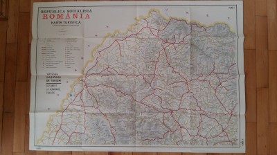 R.S.R - HARTA TURISTICA - CARTOGRAFIATA DE C. BROCHE - DIMENS. 90 X 65 CM foto