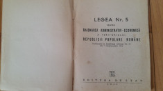 LEGEA 5/1950 -RAIONAREA AD-TIV ECONOMICA A TERITORIULUI R.P.R. -2 HARTI ANEXATE foto