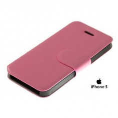 Husa Apple iPhone 5,5S Premium Wallet Roz foto