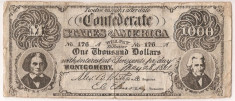 SUA USA 1000 DOLARI DOLLARS CONFEDERATE 1861 U COPIE foto