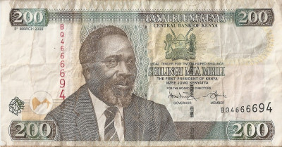 KENYA 200 Shillings 2008 VF foto