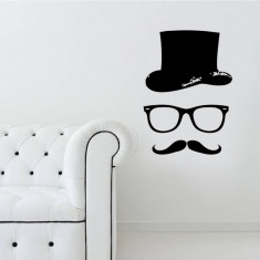 Hipster decoratiun, mustata, ochelari, caciula, tapeta modern, sticker perete foto