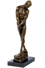 NUD-STATUETA BRONZ PE SOCLU MARMURA foto