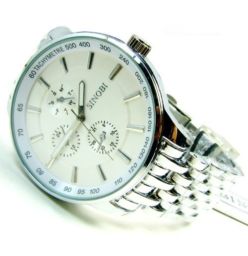 Ceas LUXURY SINOBI Bratara Metalica JAPAN MOVEMENT Cadran ALB ALBASTRU BARBATI foto mare Ceas LUXURY SINOBI Bratara Metalica JAPAN MOVEMENT Cadran ALB ALBASTRU BARBATI foto mare