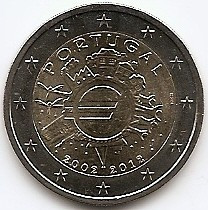 Portugalia 2 Euro 2012 - ( 10 ani de monede si bancnote Euro) KM-812 UNC !!! foto