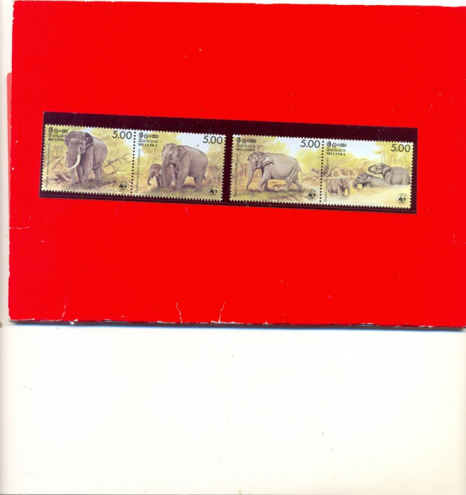 ST-165=SRY LANKA 1985 -WWF -Elefantii-Serie de 4 timbre,nestampilata,MNH