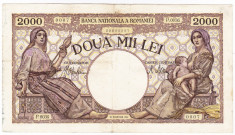 5)Bancnota 2000 lei 18 noiembrie 1941,filigran Traian,VF foto