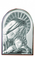 Maica Domnului si Iisus, Lucrata pe Foita de Argint 925, 9.5x13.5cm foto