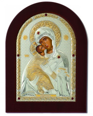 Fecioara Maria si Pruncul, Foita de Argint 925, Maica lui Vladimir, 10x14cm foto