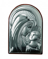 Maica Domnului si Pruncul, Foita de Argint, 9.5x13.5cm foto