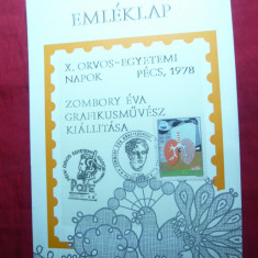 Carton filatelic special cu stampile si Timbru tematica Medicala 1978 Ungaria