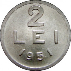 ROMANIA, 2 LEI 1951, UNC * cod 27 foto