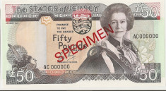 JERSEY 50 POUNDS LIRE SPECIMEN ND (1989) UNC foto