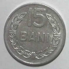 G5. ROMANIA 15 BANI 1975, 1 g, Al, 19.5 mm ** foto