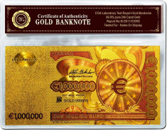 EUROPA - BANCNOTA 1 MILION EURO COLOR - POLYMER AURIT CU AUR 24K foto