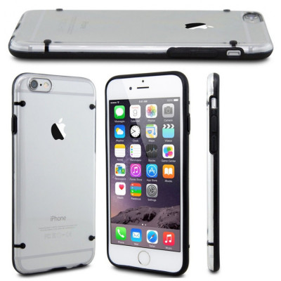 Husa silicon cu margine bumper BLACK Iphone 6 Plus 5.5&amp;quot; + folie protectie foto