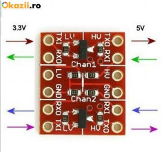 2 buc x Translator tensiune bidirectional 2 canale 3.3V 5V Arduino foto